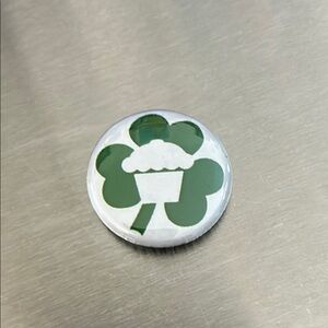 Green Clover Cupcake Button